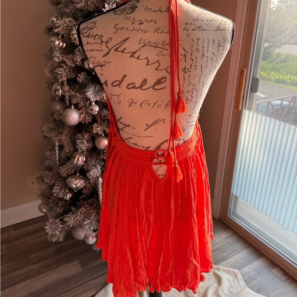 Free People Red Halter Sundress Cocktail - Picture 3 of 6